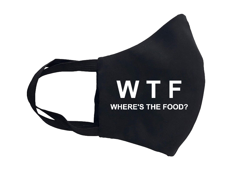 Kokvilnas sejas maska ar apdruku: WTF Kur ir ēdiens? CreativePrint