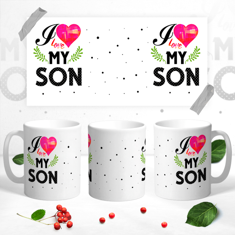 Krūze ar apdruku "Es mīlu savu dēlu" CreativePrint