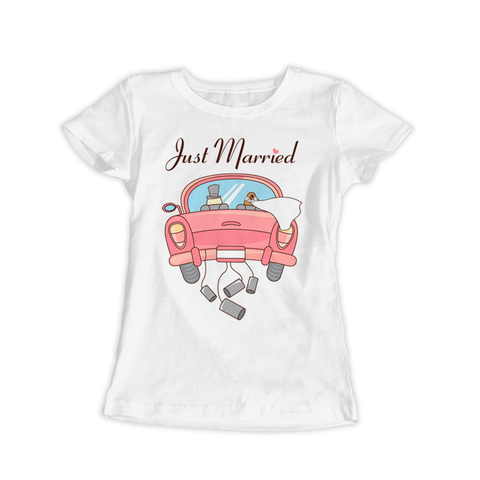 Sieviešu T-krekls ar apdruku "Just married" CreativePrint