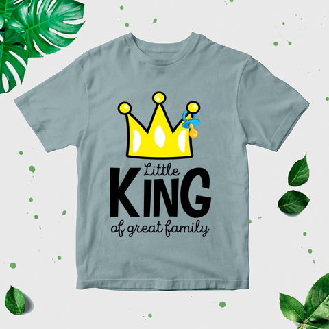 Bērnu T-krekls ar apdruku "Little king of great family" CreativePrint