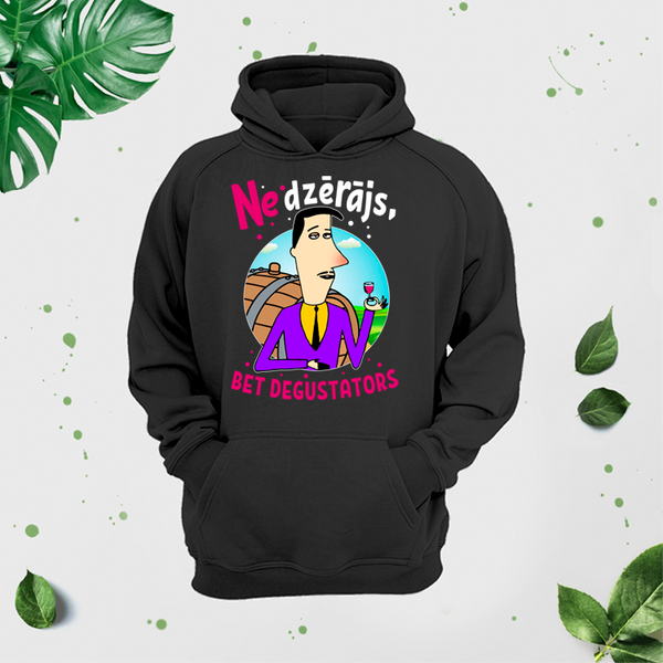 Vīriešu džemperis ar apdruku "Ne dzērējs, bet degustators" CreativePrint